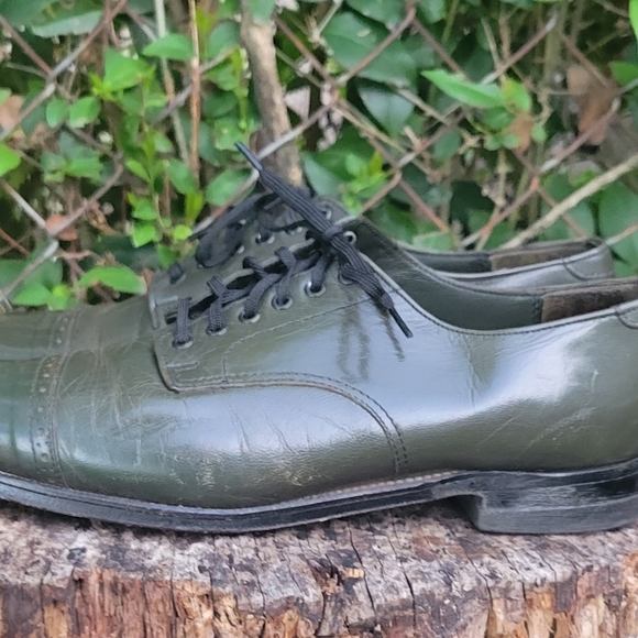 Vintage 60’s STACY ADAMS Black Leather Toe Cap Detail Oxfords Mens Size 7D main image 6